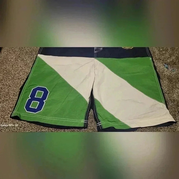 VTG Tommy Hilfiger Color Block Board Surf Swim Trunks Shorts Crest XLG - Picture 3 of 9